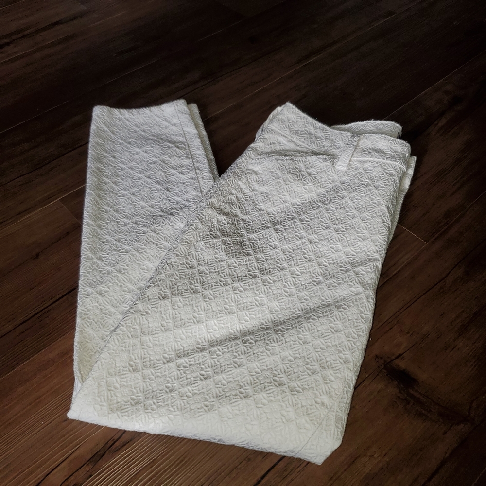 NYDJ White Brocade Patterned Straight Leg Jeans